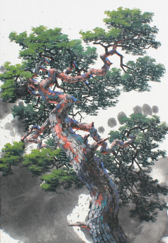 구명본 pine tree 20호 acrylic,oil on korean paper.jpg