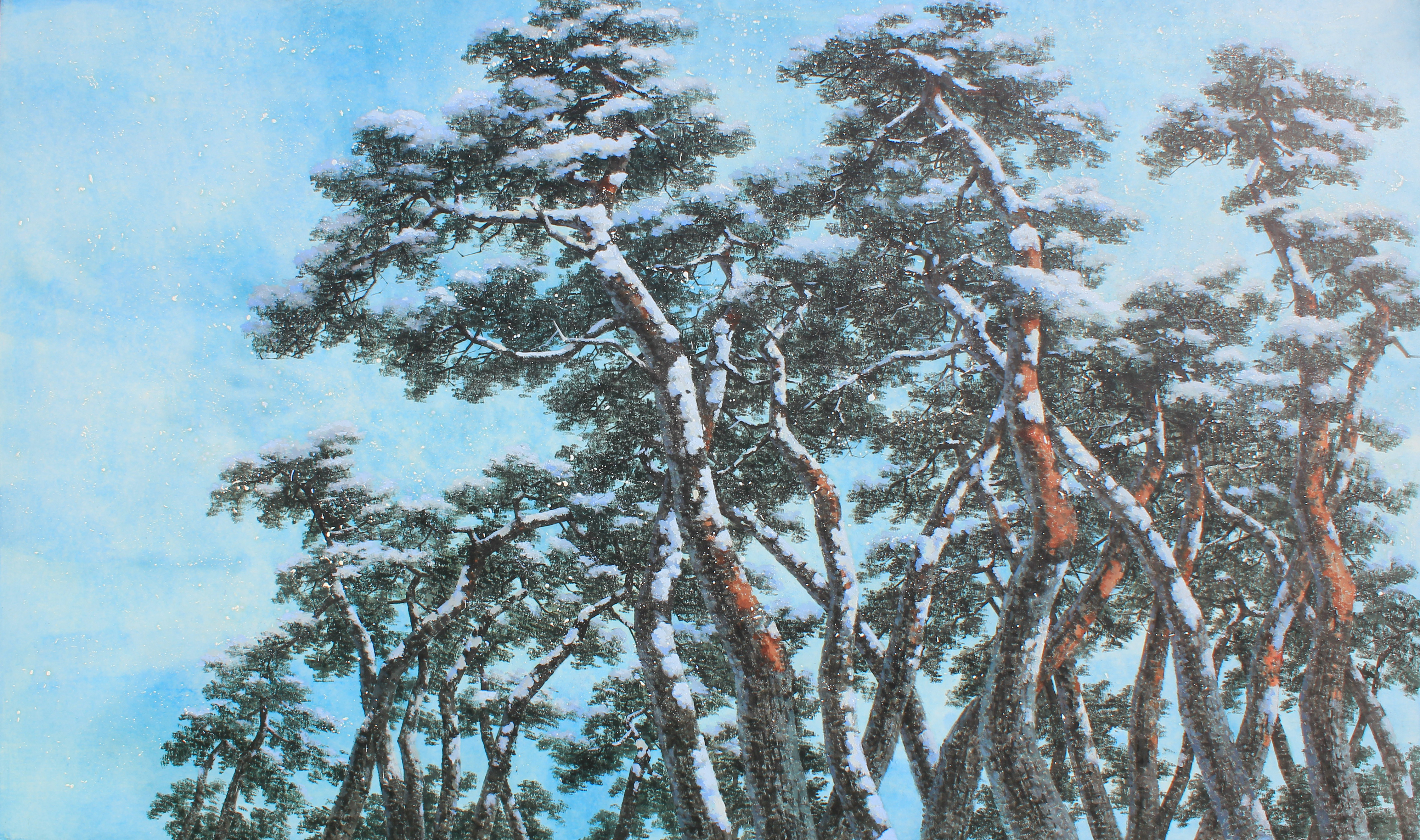 Pine Tree 193.9x112.1 acrylic,oil on korean paper 2014.JPG